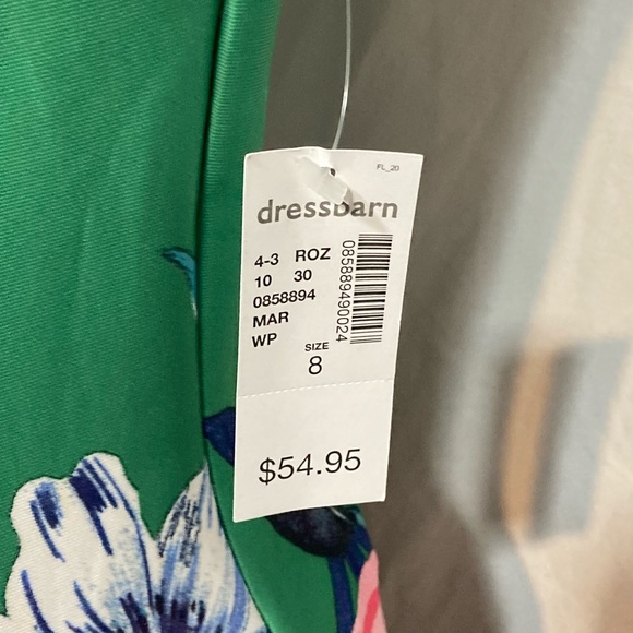 ROZ & ALI SLEEVELESS GREEN FLORAL DRESS SIZE 8 NWT - Picture 4 of 8